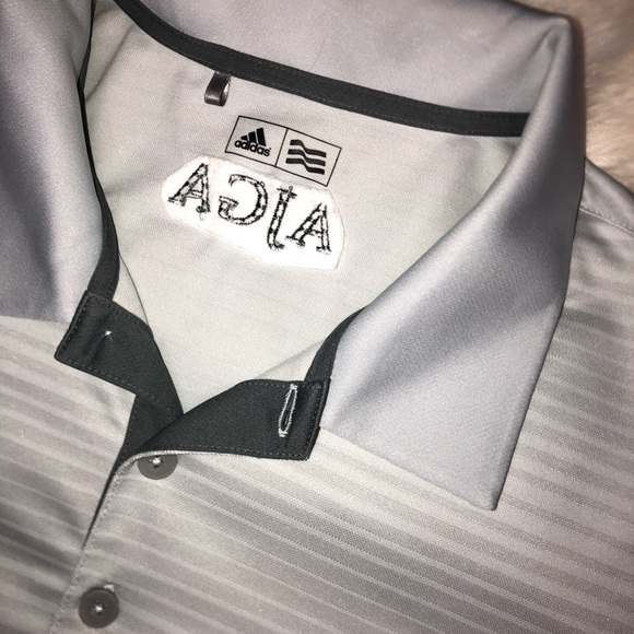 Adidas | AJGA Men's Grey Stripe Golf Shirt Small - Picture 4 of 6